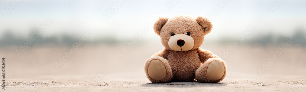 Fototapeta premium Brown teddy bear. Plain white background.