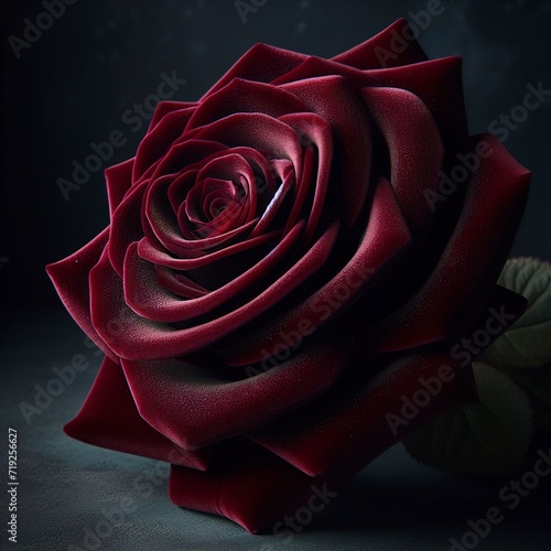 Velvet burgundy red rose on a dark background