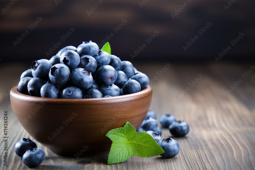 Blueberry. Bowl full of blueberries. Close-up food photography background Ai generated Blueberry. Bowl full of blueberries. Close-up food photography background Ai generated