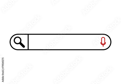 Icono negro de una búsqueda con micro rojo.