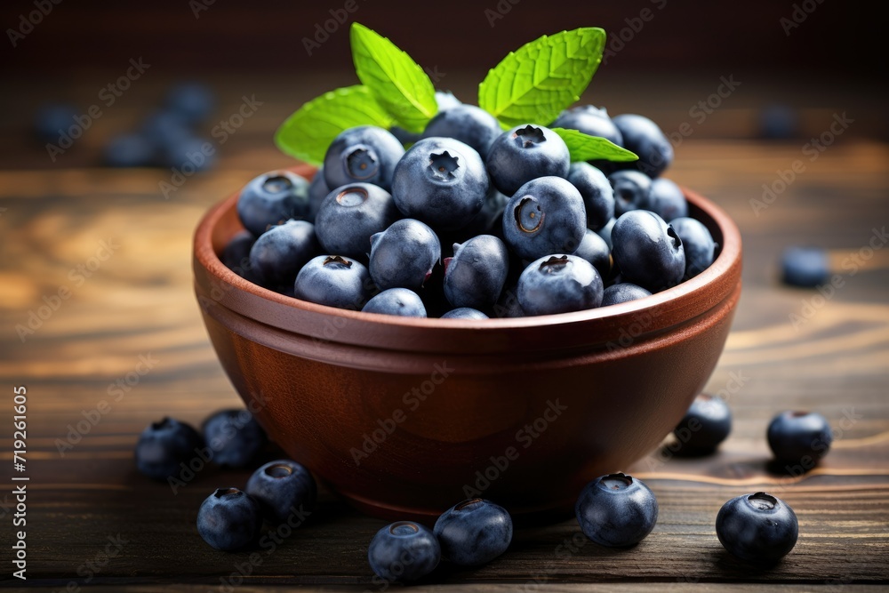 Blueberry. Bowl full of blueberries. Close-up food photography background Ai generated Blueberry. Bowl full of blueberries. Close-up food photography background Ai generated