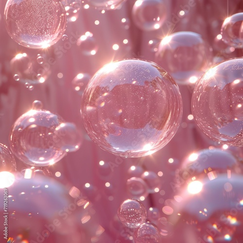 Wallpaper Mural Light Pastel Colored Background Pink Bubbles, 3d  illustration Torontodigital.ca