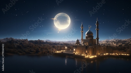 Ramadan crescent moon beautiful view 