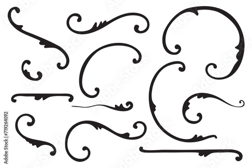 Set of decorative elements. Ornament florish collection. Vector.