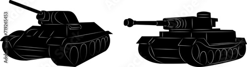 tanks silhouette on a white background, vector