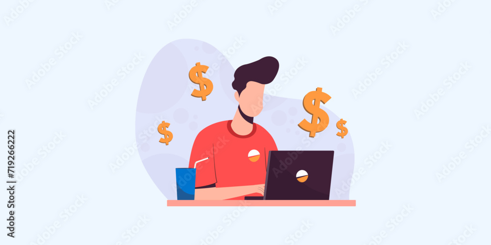 Work From Home Illustration Flat Design Style Work From Home Illustration Flat Design Style