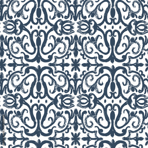 Black and white seamless pattern with arabesques in a retro style. Vector