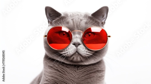 cat with a red Sunglasses, funny cat, animal wallpaper,