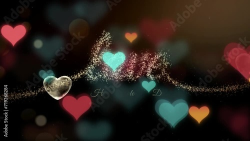 Loop animation Happy Valentines Day on black background. 4K 3D romantic Valentines day, VDO footage. #StockVideo #Videography #ContentCreators