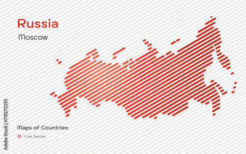 Russia Map in a Line Pattern. Stylized simple vector map	