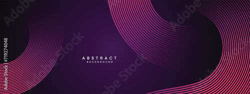 Abstract Dark Purple and Pink Waving circles lines Technology Background. gradient with glowing lines shiny geometric shape and diagonal, for brochure, cover, poster, banner, website, header