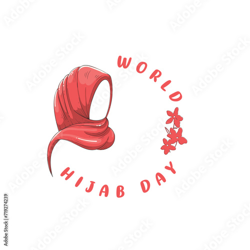 World Hijab Day February 1st Vector Illustration, world hijab day template design banner. Flat minimal vector illustration of world hijab day