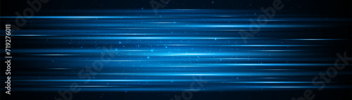 Blue glowing lines with glitter light effect on dark background. High speed internet technology concept or fast wireless data transmission. modern internet network connection technology background	