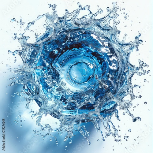 Splash Clear Blue Liquid Water 3D, 3d  illustration