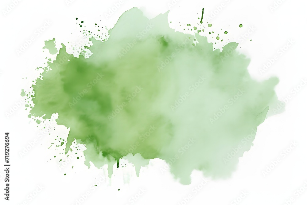 Abstract green watercolor texture with wet brush strokes for wallpaper design