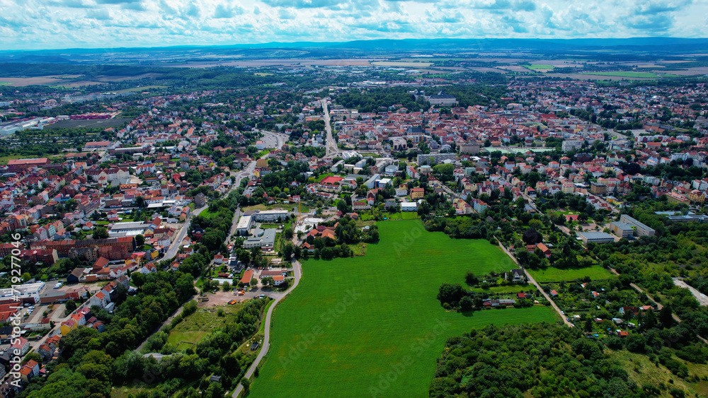 Aerial view around the old town Gotha in Germany on a cloudy day in summer