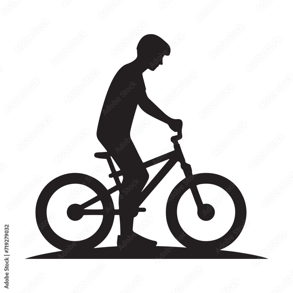 Obraz premium Urban Cyclist: Person Riding Bike Silhouettes Capturing the Spirit of City Riding - Riding Bike Illustration - Bike Riding Vector - Rider Silhouette 