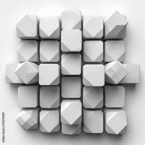 Abstract Geometric Shape Gray Cubes, 3d illustration © IMPic