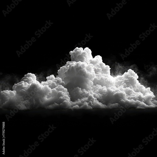 White Clouds Isolated On Black Background, 3d illustration