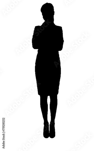 Silhouette of a working woman standing with her arms crossed oppressively.