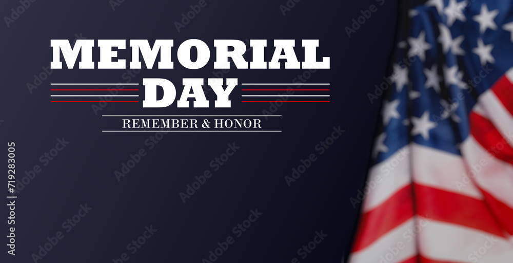 Memorial Day - Remember and Honor Poster. Usa memorial Day celebration background or American National holiday template.