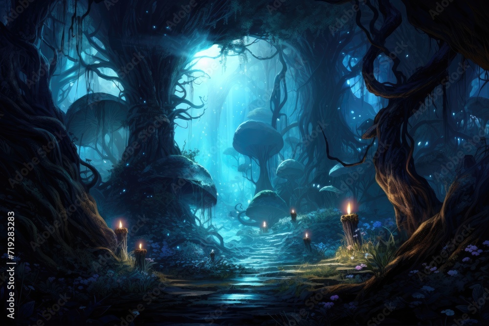 Rivulets of Magic, Exploring the Forbidden Woods, fantasy design illustration
