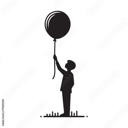 Whimsical Soar: A Collection of Silhouettes featuring a Person with Balloon in Various Expressive Poses - Person with Balloon Illustration - Person with Balloon Vector
