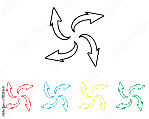Outward arrow icon vector. Four Arrows icon sign symbol in trendy flat style. Set elements in colored icons. Arrow pointing outward vector icon illustration isolated on white background