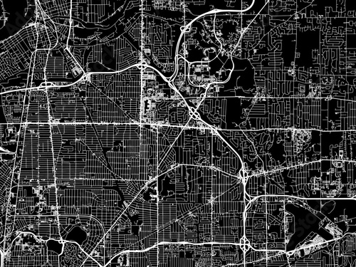 Vector road map of the city of Amherst  New York in the United States of America with white roads on a black background. photo