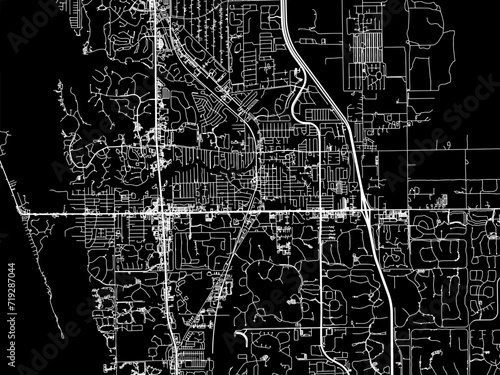 Vector road map of the city of Bonita Springs  Florida in the United States of America with white roads on a black background.