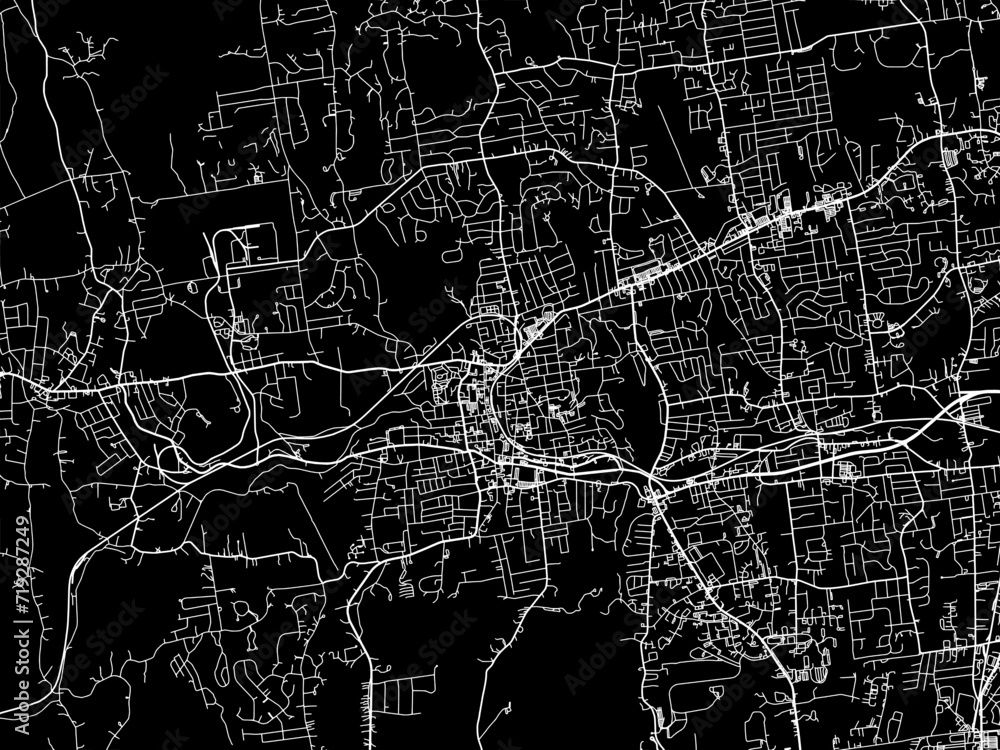 Vector road map of the city of Bristol  Connecticut in the United States of America with white roads on a black background.