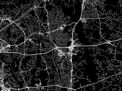 Vector road map of the city of Bowie  Maryland in the United States of America with white roads on a black background. photo