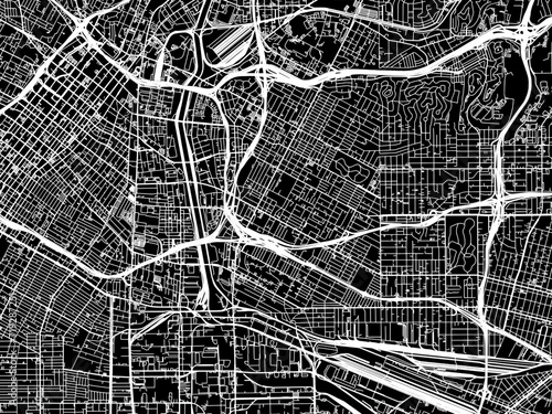 Vector road map of the city of Boyle Heights California in the United States of America with white roads on a black background.