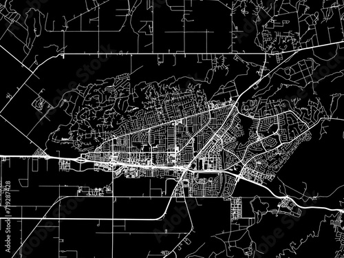 Vector road map of the city of Camarillo  California in the United States of America with white roads on a black background. photo