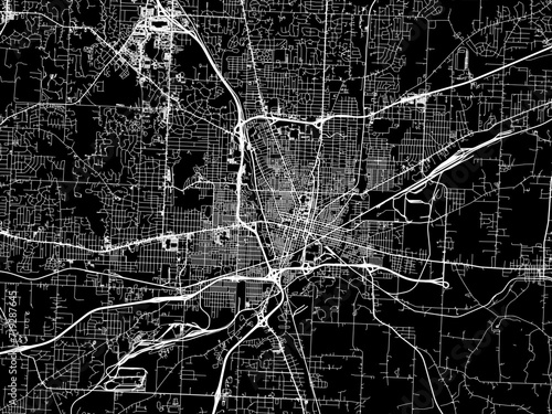 Foto Vector road map of the city of Canton  Ohio in the United States of America with white roads on a black background