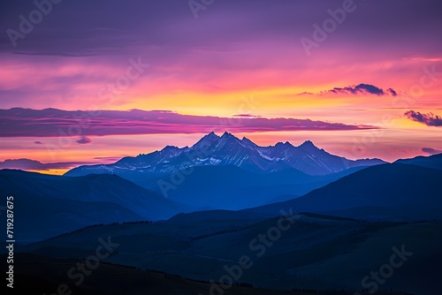 Majestic Mountain Peaks Bathed in Twilight Hues