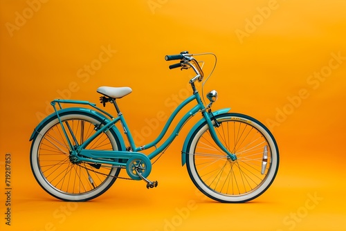 Vintage Bicycle Against Vibrant Orange Wall