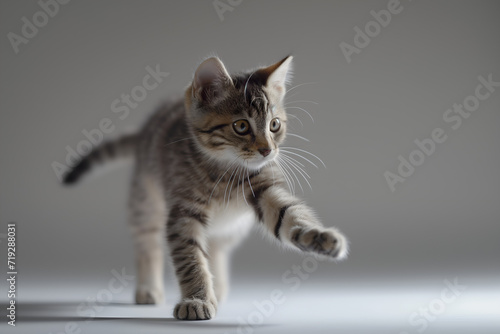 The cat jump. Minimalistic pets style isolated over light background © nutalina