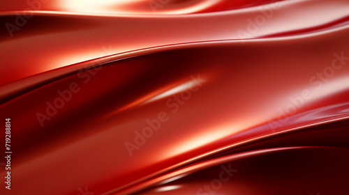 The close up of a glossy metal surface in red color with a soft focus.