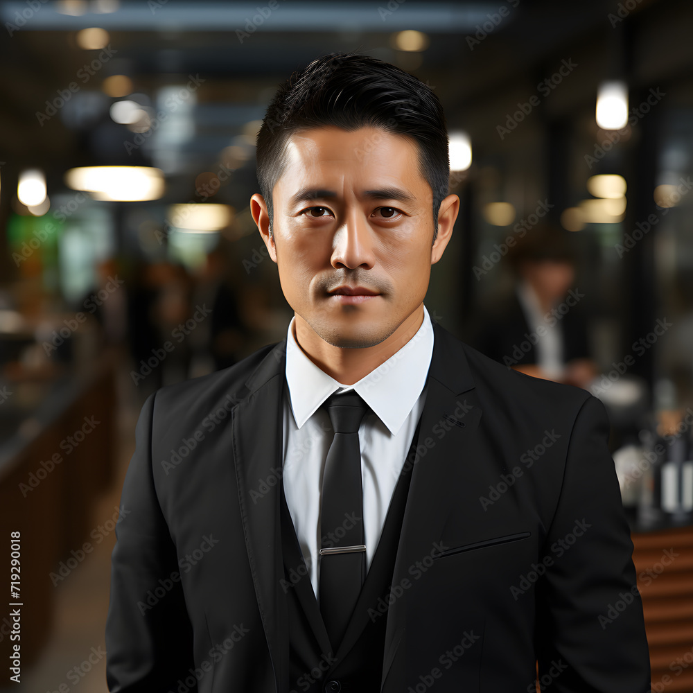 asian businessman in wearing a black dress and tie asian businessman in wearing a black dress and tie