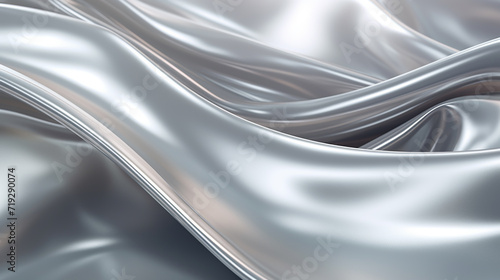 The close up of a glossy metal surface in silver color with a soft focus.