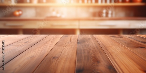 Blurred wooden texture planks in kitchen. © Sona