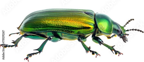 Closeup Of A Vibrant Green June Beetle On A Transparent Background. Сoncept Macro Photography, Insect Photography, Closeup Shots, Vibrant Colors