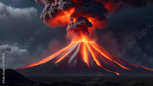 volcano eruption with smoke