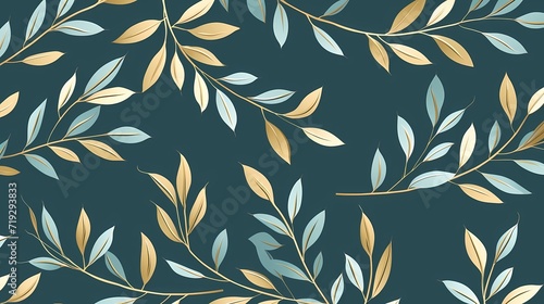 seamless background picture with leaf pattern, leaves, trees, tree branches © Nikita44