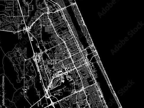 Vector road map of the city of Daytona Beach  Florida in the United States of America with white roads on a black background.