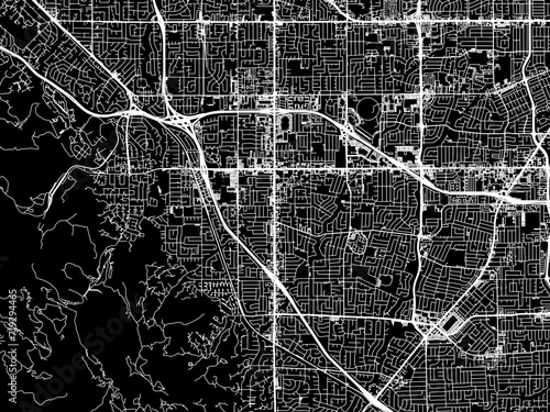 Vector road map of the city of Cupertino  California in the United States of America with white roads on a black background.