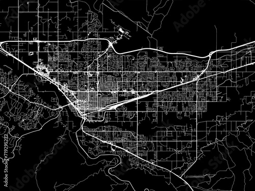 Vector road map of the city of Grand Junction  Colorado in the United States of America with white roads on a black background.