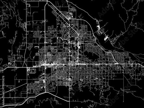Vector road map of the city of Hemet  California in the United States of America with white roads on a black background. photo