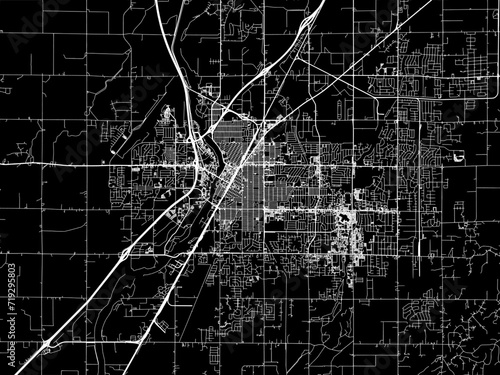 Vector road map of the city of Idaho Falls  Idaho in the United States of America with white roads on a black background.